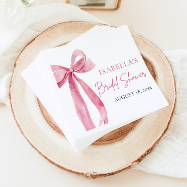 Watercolor Elegant Blush Pink Bow Bridal Shower Napkins (Creator Uploaded)