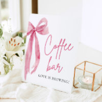 Watercolor Elegant Blush Pink Bow Coffee Bar Sign