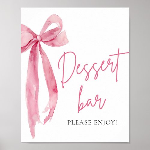Watercolor Elegant Blush Pink Bow Dessert Bar Sign