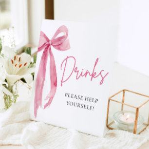 Watercolor Elegant Blush Pink Bow Drinks Sign