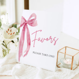 Watercolor Elegant Blush Pink Bow Favors Sign