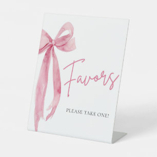 Watercolor Elegant Blush Pink Bow Favors Sign