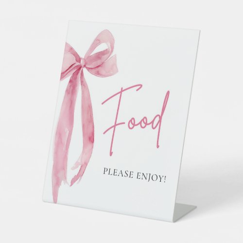 Watercolor Elegant Blush Pink Bow Food Sign