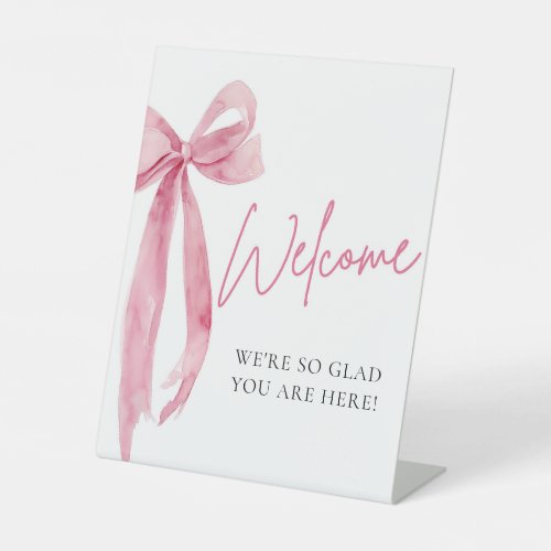 Watercolor Elegant Blush Pink Bow Welcome Sign