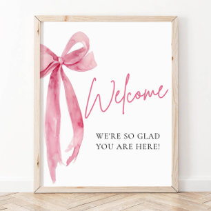 Watercolor Elegant Blush Pink Bow Welcome Sign
