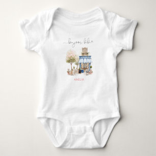Watercolor Elegant Bonjoor bebe Baby Shower Bodysuit