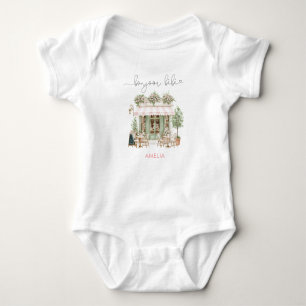 Watercolor Elegant Bonjoor bebe Baby Shower Bodysuit