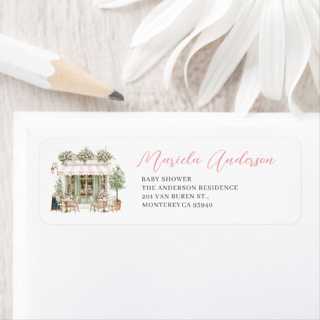 Watercolor Elegant boonjoor bebe  baby shower Label (Insitu)