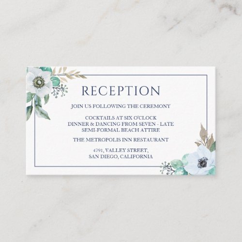 Watercolor Elegant Bouquet Wedding Reception Enclosure Card