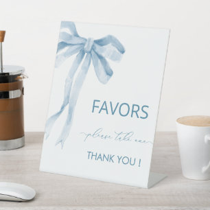 Watercolor Elegant Bow Ribbon  baby shower favors Pedestal Sign