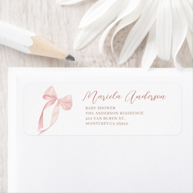 Watercolor Elegant Bow Ribbon  baby shower Label (Insitu)