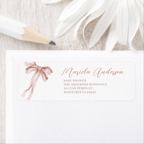 Watercolor Elegant Bow Ribbon  baby shower Label