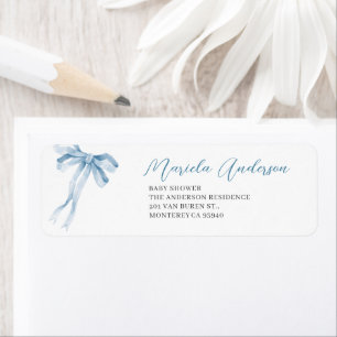 Watercolor Elegant Bow Ribbon baby shower Label