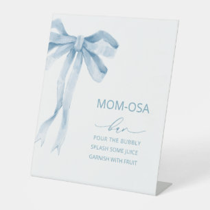 Watercolor elegant bow ribbon baby shower mom-osa Pedestal Sign