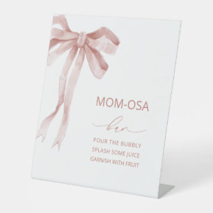 Watercolor elegant bow ribbon baby shower mom-osa Pedestal Sign