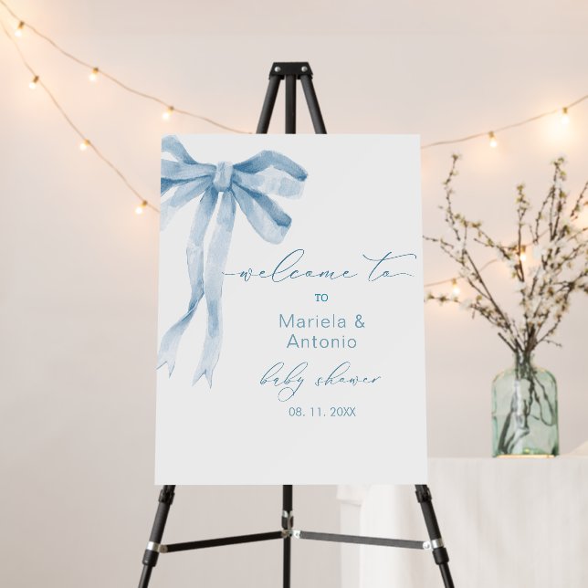 Watercolor Elegant Bow Ribbon Baby shower Welcome Foam Board (In Situ (Stand))