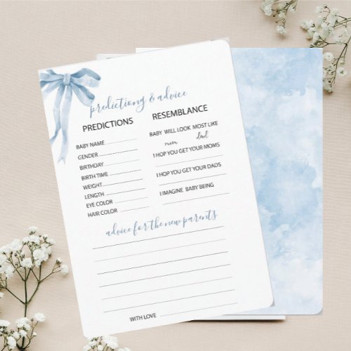 Watercolor Elegant Bow Ribbon Blue Predictiong Adv Invitation