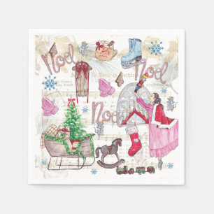 Watercolor Elegant Christmas Fairy Tale Napkins