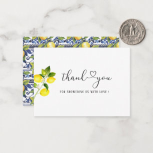 Watercolor Elegant Citrus Lemon baby shower thank Note Card