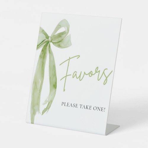 Watercolor Elegant Coquette Green Bow Favors Sign