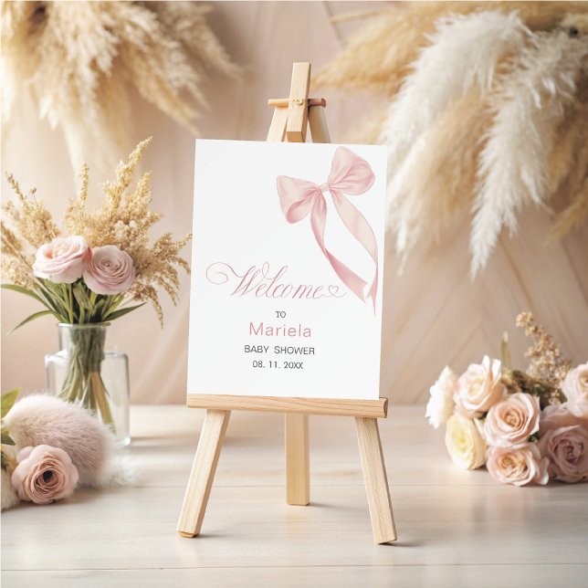 Watercolor Elegant coquette pink  bow baby shower  Foam Board (Creator Uploaded)