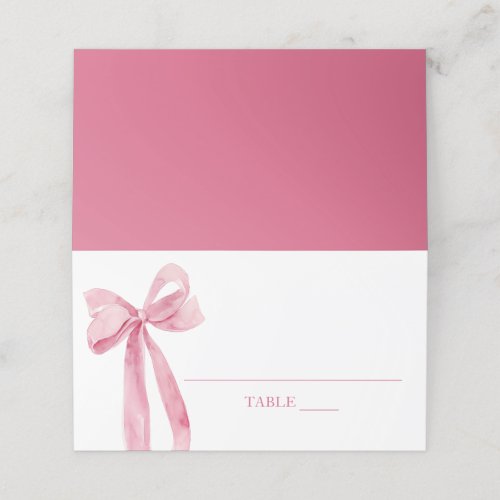 Watercolor Elegant Cute Blush Pink Bow Place Card