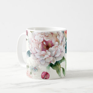 Watercolor elegant delicate asian floral pattern coffee mug