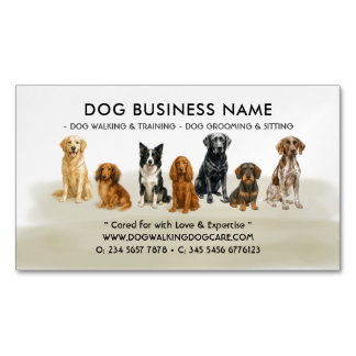 Watercolor Elegant Dog Grooming Business Card Magnet