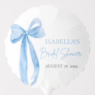 Watercolor Elegant Dusty Blue Bow Bridal Shower Balloon