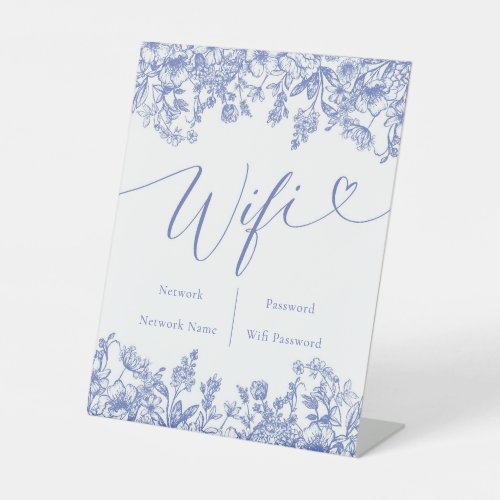 Watercolor Elegant Dusty Blue Floral Wifi Sign