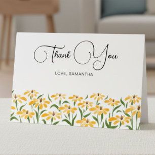 Watercolor Elegant Floral Golden Black-Eyed Susan Thank You Card