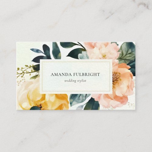 Watercolor Elegant Floral Modern Wedding Planner  Business Card