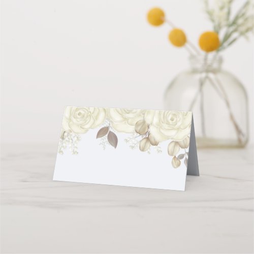 Watercolor Elegant Floral Rose Gold Greenery Place Card