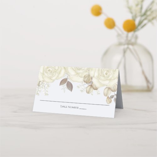 Watercolor Elegant Floral Rose Gold Greenery Place Place Card