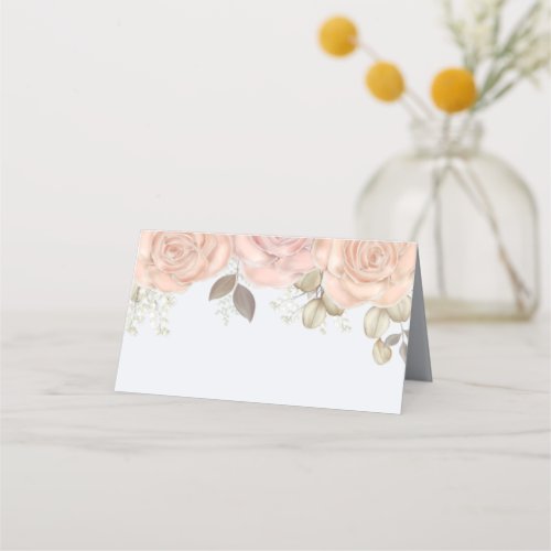 Watercolor Elegant Floral Rose Gold Greenery Place Place Card