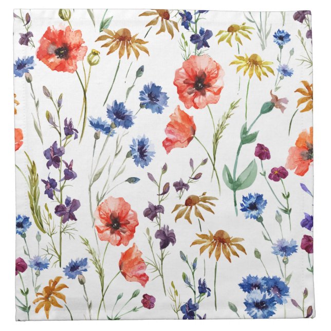 Watercolor Elegant Florals  Cloth Napkin (Front)