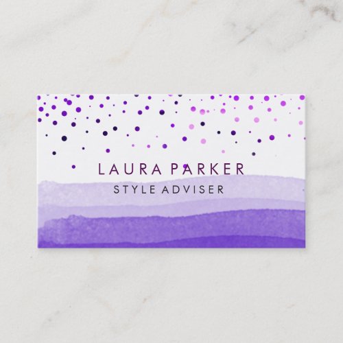 Watercolor Elegant Glitter Purple Dunes Confetti Business Card