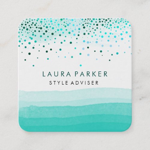 Watercolor Elegant Glitter Subtle Sea Confetti Square Business Card