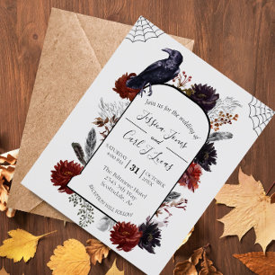 Watercolor Elegant Halloween Floral Boho Feather