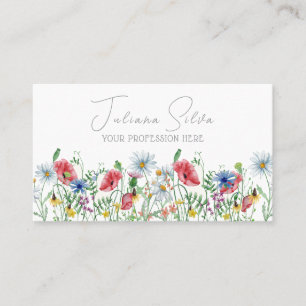 Watercolor Elegant Illustrative Floral with QR Business Card
