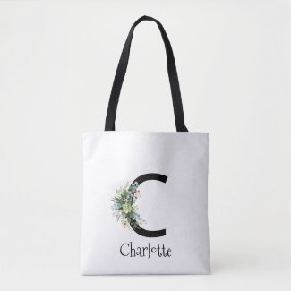 Watercolor elegant letter flower white 