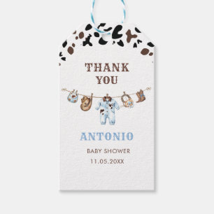 Watercolor Elegant Little Cowboy Rodeo Country Bab Gift Tags