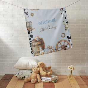 Watercolor Elegant Little Cowboy Rodeo Country Na Baby Blanket