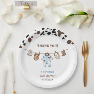 Watercolor elegant Little Cowboy RodePaper Napkin Paper Plates