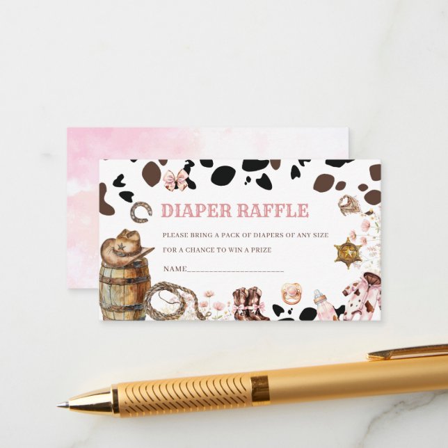  Watercolor elegant Little cowgirl Rodeo Country b Enclosure Card (Front/Back In Situ)