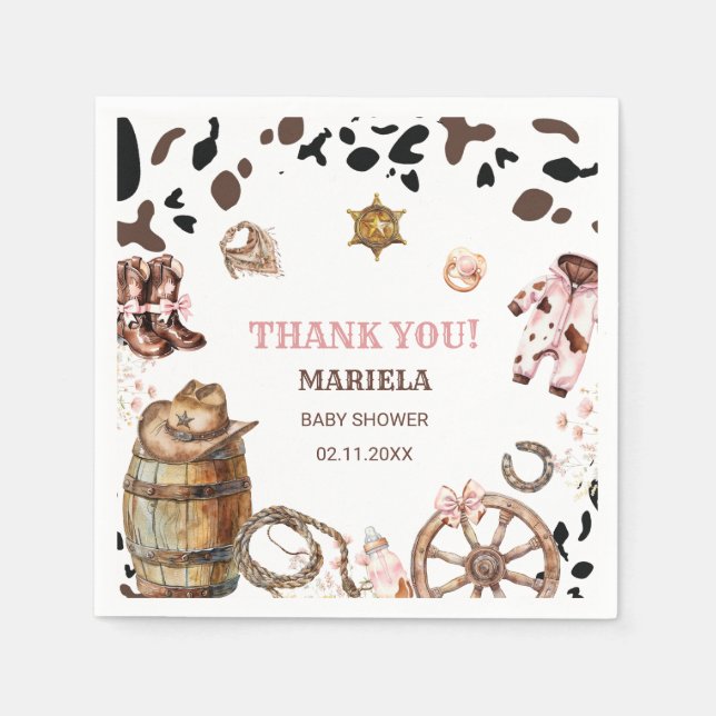 Watercolor  elegant Little Cowgirl Rodeo Country b Napkins (Front)