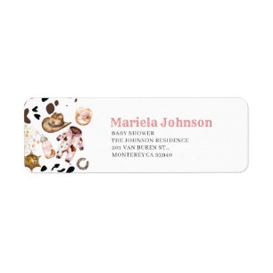 Watercolor Elegant Little CowgReturn Address Label