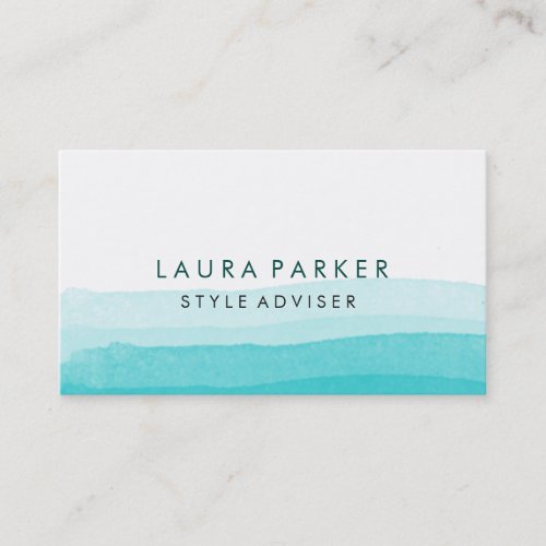 Watercolor Elegant Minimal Subtle Teal Splatter Business Card