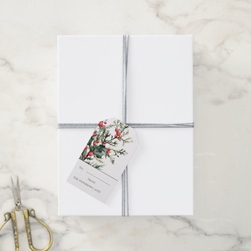 Watercolor Elegant Mistletoe Christmas Gift Tag