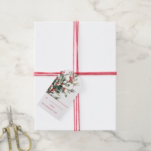 Watercolor Elegant Mistletoe Christmas Gift Tag